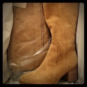 Wide calf suede boots